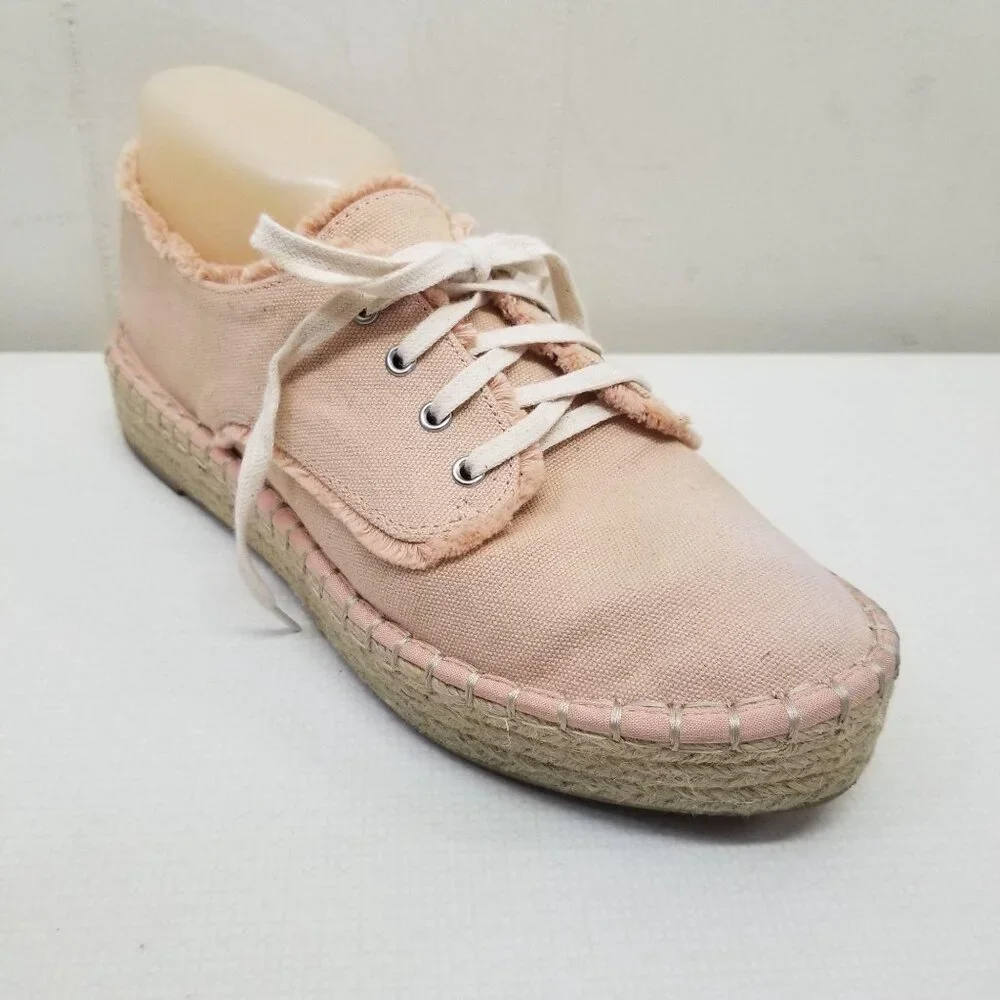 Dolce Vita 9.5 Peach Canvas‎ Espadrille Sneakers Shoes Lace Up Platform Wedge
